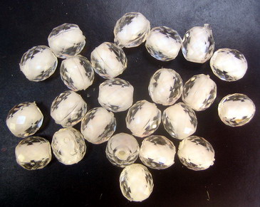 Bead with white base cylinder oval multi-walled 10 mm hole 2 mm transparent -50 grams ~ 170 pieces