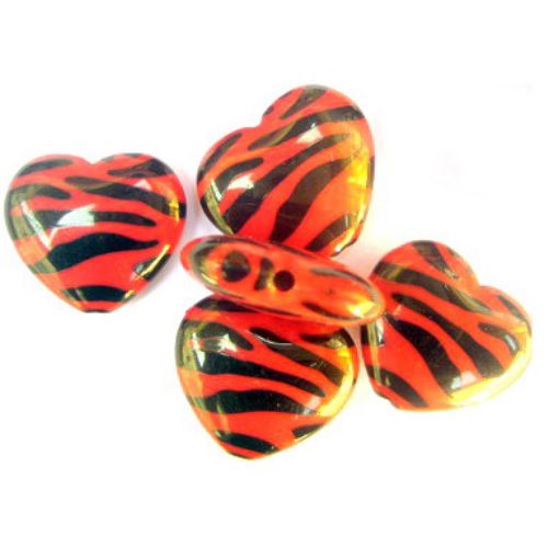 Two-color bead heart  26x23 mm red and black - 50 grams