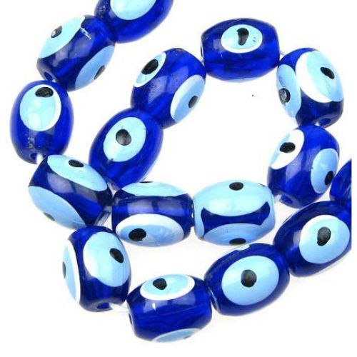 Acrylic Evil Eye Beads, Oval Round -10x12mm.- 50pcs.