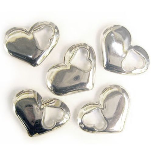 Heart Pendant CCB for DIY Jewelry Making and De, 25x34 mm -10 pieces