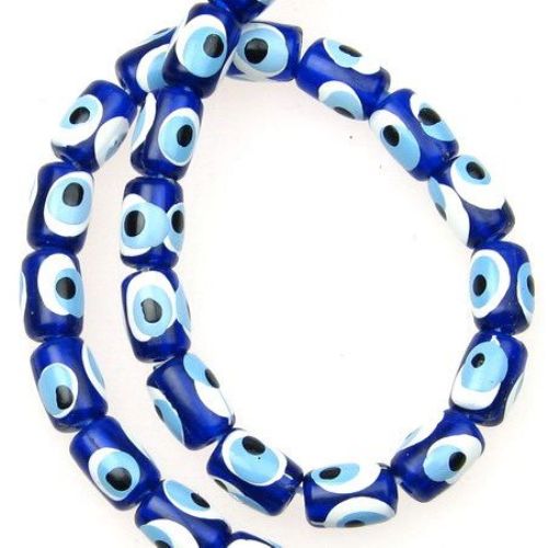 Evil eye, Oval, Beads, Plastic, Dark blue white  - 6x8mm - 50pcs