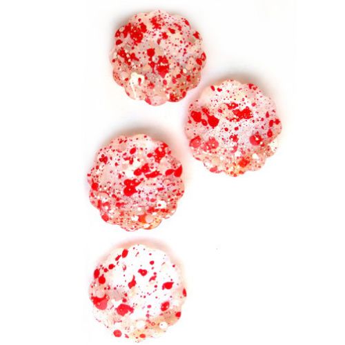 Χάντρα απομίμηση κρύσταλλο  30x8 mm  λευκή και κόκκινη με πιτσιλιές  -50 γραμμάρια συσκευασία