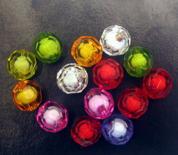 Transparent Acrylic Ball Bead with white base, football ball 12x10 mm hole 2 mm mix - 50 grams ~ 80 pieces