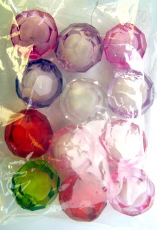 Plastic Ball-shaped Beads with White Core and Transparent Faceted Coating, MIX Colors, 20 mm -50 grams
