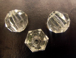 Acrylic Faceted Beads, Crystal Imitation, 20 mm, Hole: 2 mm, Transparent -50 grams ~ 10 pieces