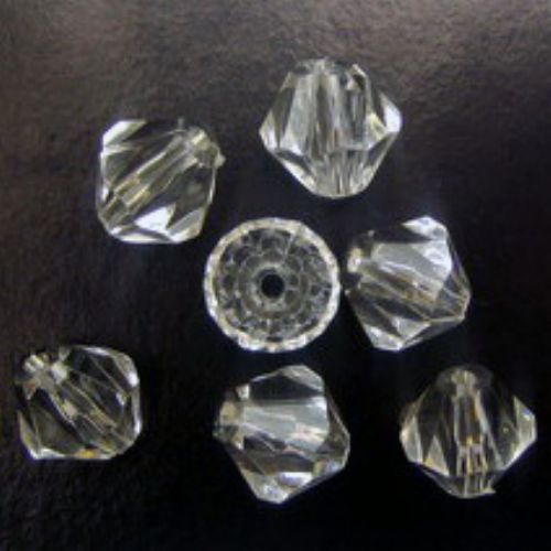 Crystal bead 14x14 mm hole 2 mm transparent -50 grams ~ 47 pieces