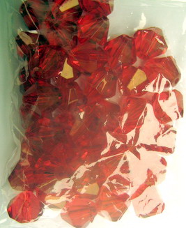 Crystal bead 14x14 mm hole 2 mm red-50 grams ~ 47 pieces