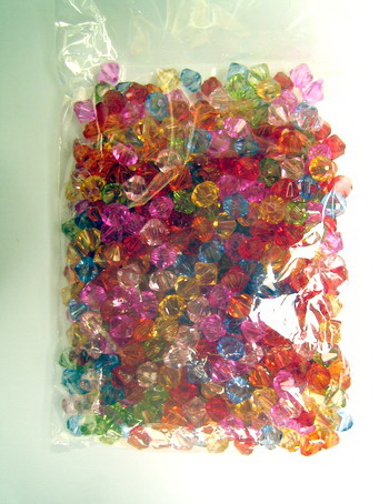 Crystal beads, 6x6mm, hole size 1mm, MIX - 50 grams, approximately 650 pieces