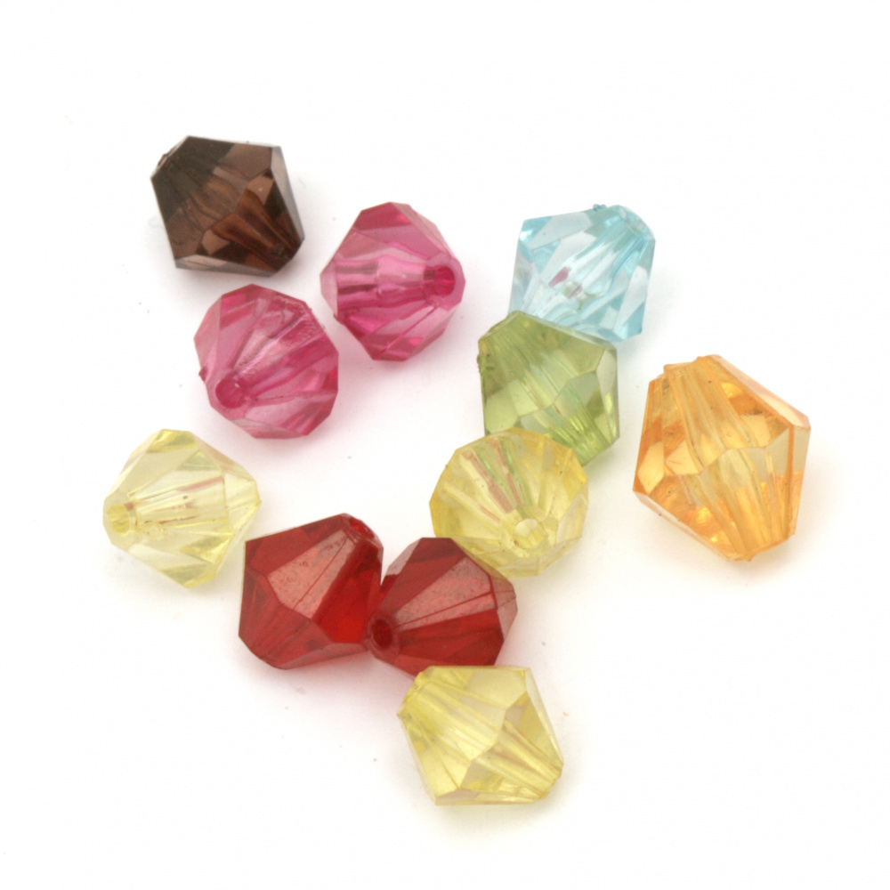 Bead crystal 10x10 mm hole 1 mm MIX -50 grams ~ 120 pieces