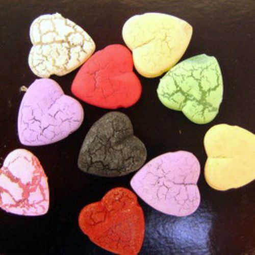 Plastic Heart-shaped Bead with Cracked Effect, Crackle Bead for Handmade Jewelry Accessories 15x16 mm, MIX -50 grams