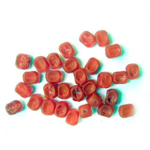 Acrylic crackle cube bead 6x8 mm red - 50 grams
