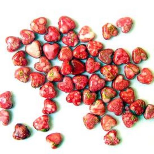 Margele aur fir inima  6 mm roșu -50 grame