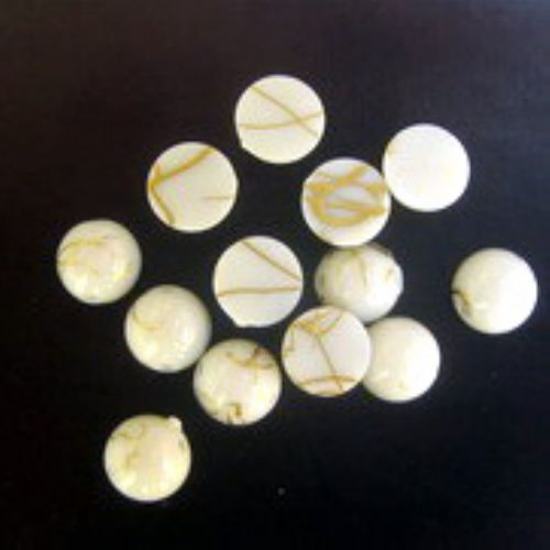 Plastic gold thread bead hemisphere 8 mm white - 50 grams
