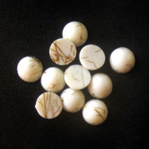 Plastic gold thread bead hemisphere 12 mm white - 50 grams