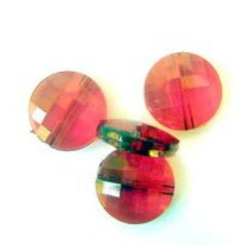 Мънисто кристал кръг 7x20 мм червено -50 грама