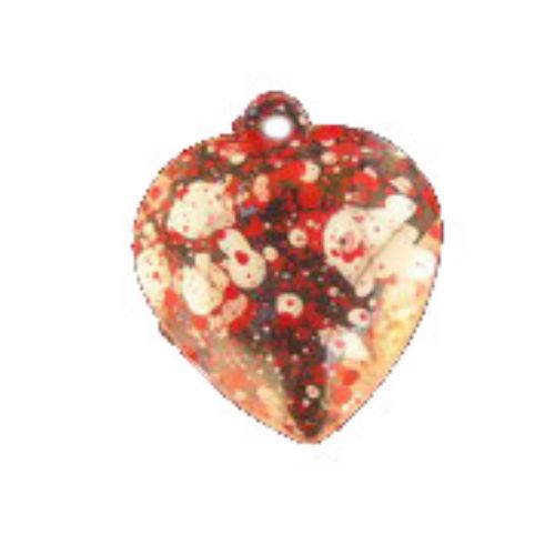 Pandantiv inimă de cristal 25x28 mm pulverizat alb și roșu -50 grame