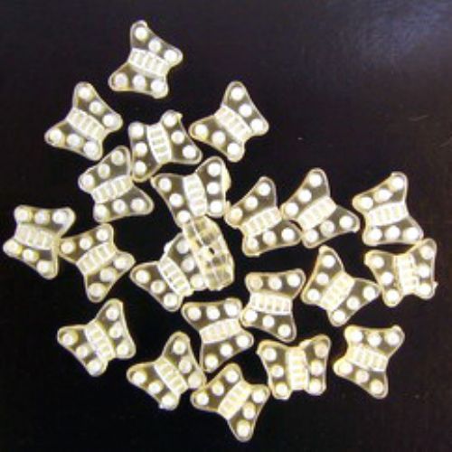 Butterfly bead 10x8 mm transparent with white - 50 grams