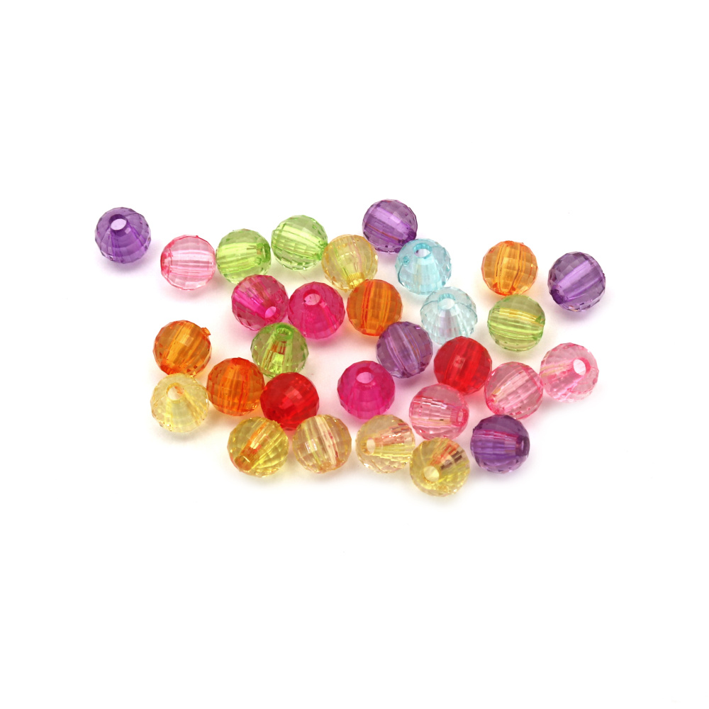 Bead crystal ball 6 mm hole 1 mm faceted mix -50 grams ~ 445 pieces