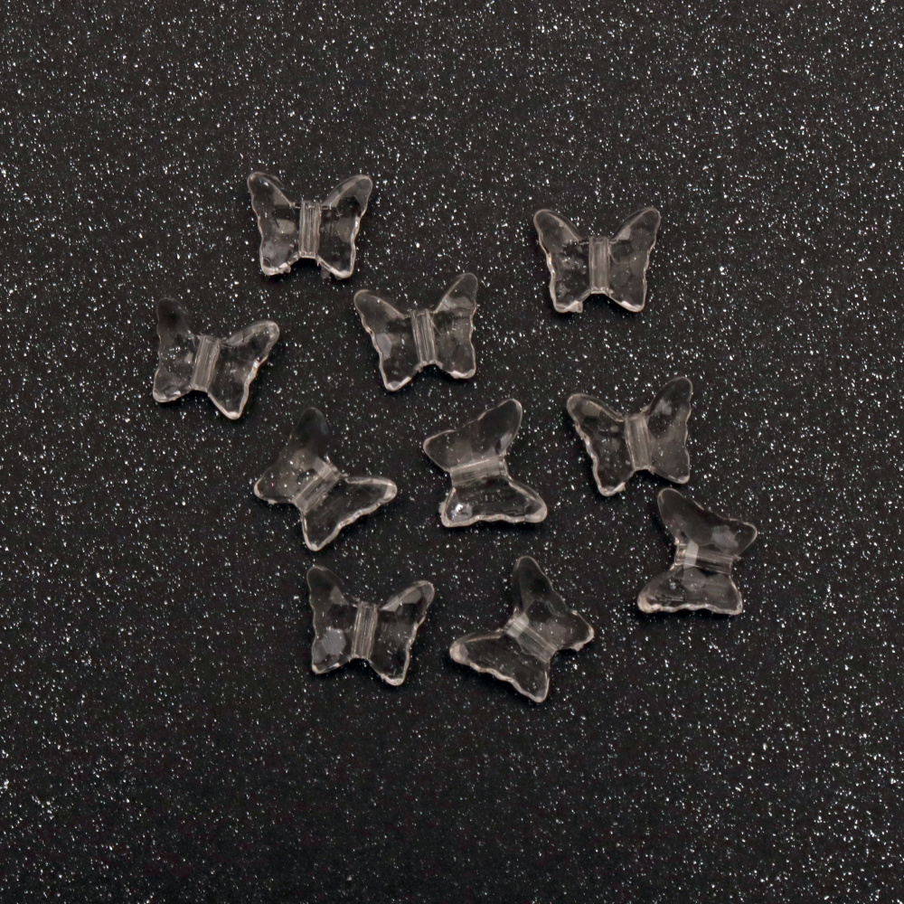 Transparent Acrylic Beads, Butterfly, Transperent, 13x15mm, 50gr.