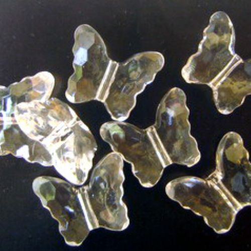 Χάντρα απομίμηση κρύσταλλο πεταλούδα 18x22x8.5mm Τρύπα 2mm διαφανές -50 γραμμάρια ~ 25 τεμάχια