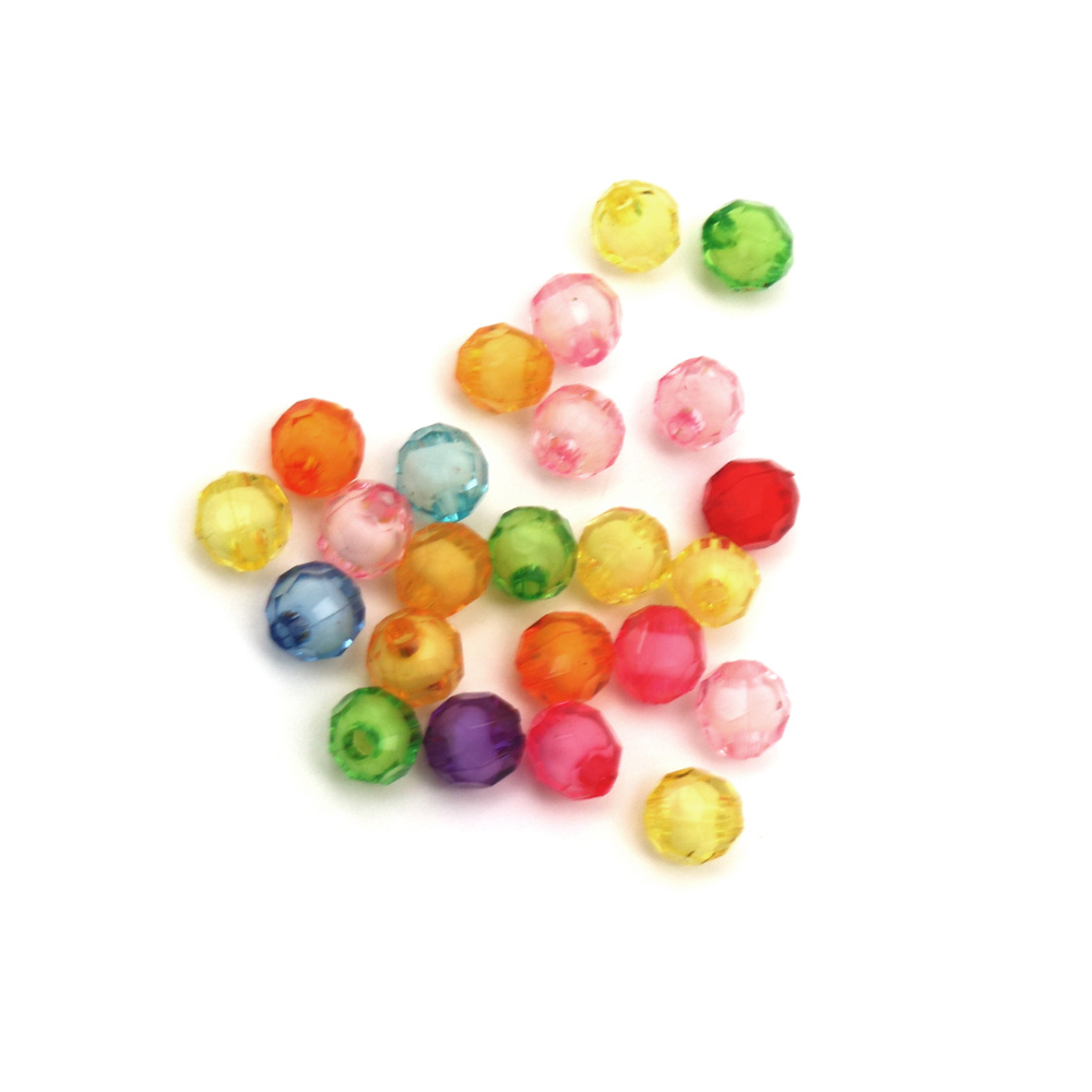 Transparent Acrylic Bead with White Core / 8x8 mm, Hole: 2 mm / MIX - 50 grams ~ 200 pieces