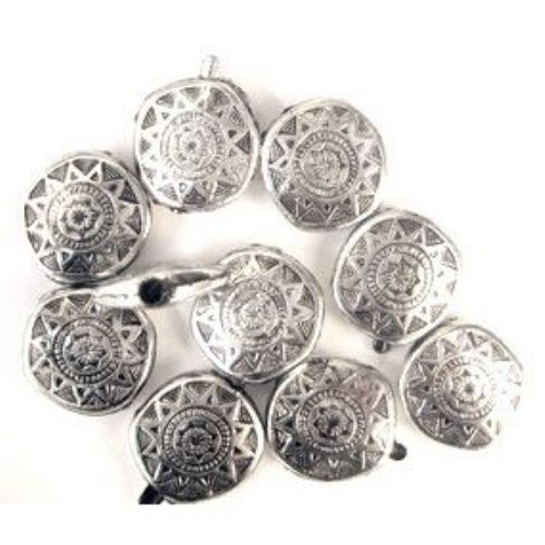 Bead metallic oval 17x6 mm hole 2 mm color silver -50 grams ~ 42 pieces