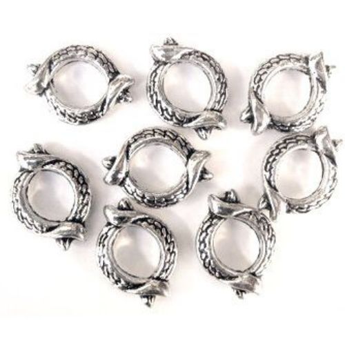 Bead metallic snake 27x20x6 mm hole 2 mm color silver -50 grams ~ 46 pieces