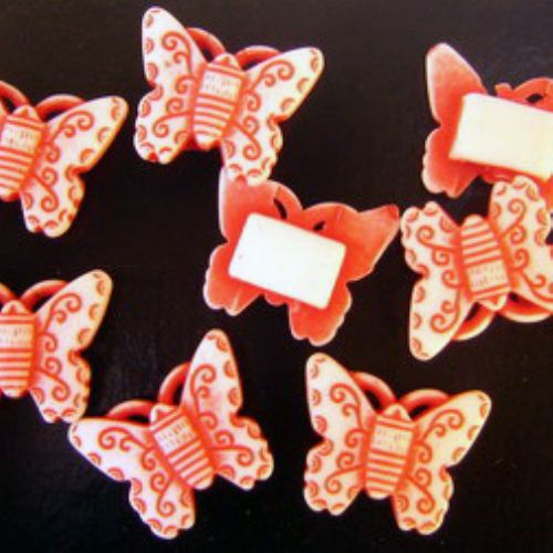 Butterfly Bead Faded Color 17x21 mm 2x7 hole - 50 grams ~ 61 pieces Red