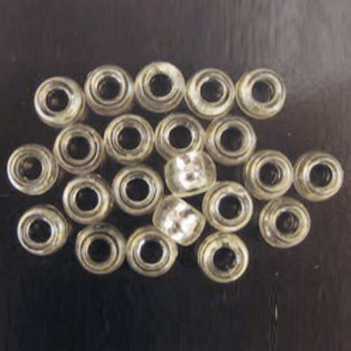 Transparent acrylic  Cylinder barrel Beads, with silver line 9x6x2.5 mm hole - 50 grams