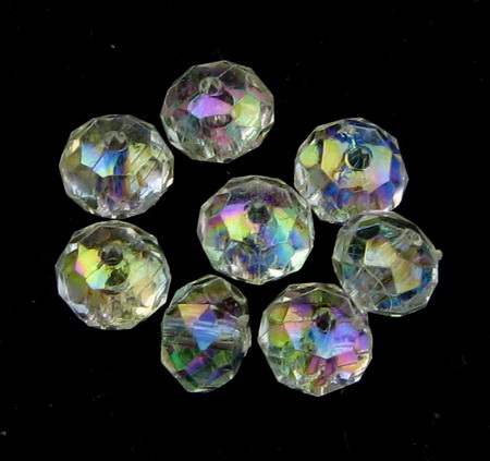 Transparent Bead crystal washer 6x4 mm hole 1 mm RAINBOW multi-walled -20 grams ~ 250 pieces