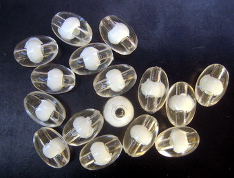 Transparent Acrylic Cylinder Bead with white base 13x9 mm hole 2 mm - 50 grams ~ 85 pieces