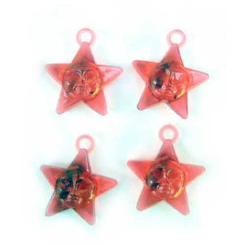 Acrylic Star Pendant, Crystal Imitation for Craft and Decorations, 23 mm, Red -50 grams