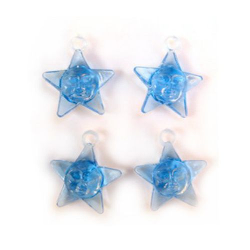 Acrylic Star Pendant, Crystal Imitation for Craft and Decorations, 23 mm, Blue -50 grams