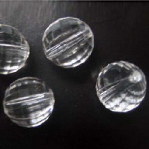Мънисто кристал топче 14 мм дупка 2 мм фасетирано прозрачно -50 грама ~30 броя