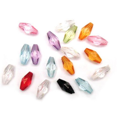 Transparent Acrylic Beads crystal  12x5 mm hole 1 mm MIX -20 grams ~130 pieces