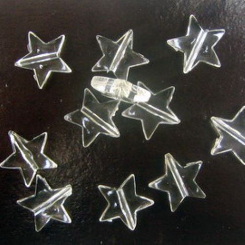 Transparent Plastic Star-shaped Beads for Children Accessories and Decoration, 14 mm -50 grams