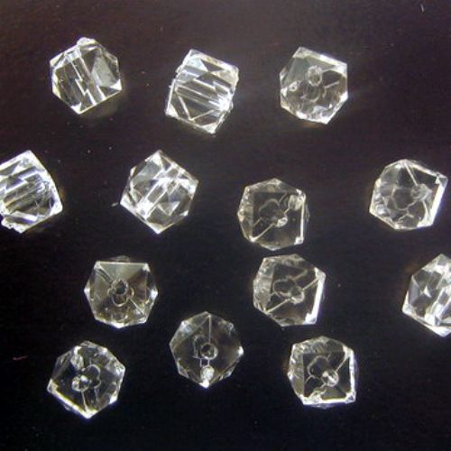 Bead crystal pebble 7.5x7.5 mm hole 1 mm white -50 grams ~ 180 pieces