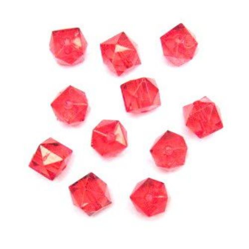 Plastic Faceted Beads, Imitation of Crystals for Handmade Accessories, 19 mm, Red -50 grams