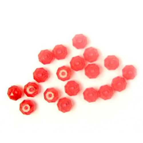 Acrylic Faceted Beads, Crystal Imitation, 9x5 mm, Hole: 1.5 mm, Red -50 grams ~ 230 pieces