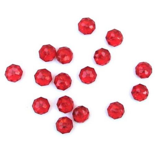 Bead crystal abacus 10x7 mm hole 1 mm red -50 grams ~ 130 pieces