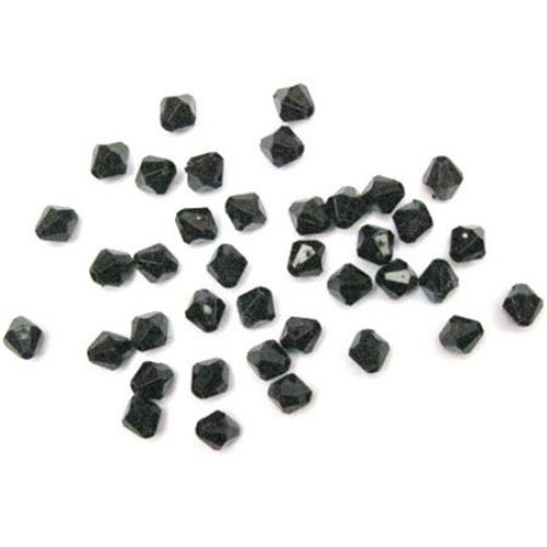 Crystal bead 6x6 mm hole 1 mm black -50 grams ~ 550 pieces