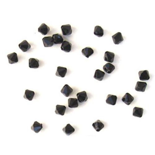 Crystal bead 8x8 mm hole 1 mm black -50 grams ~ 240 pieces
