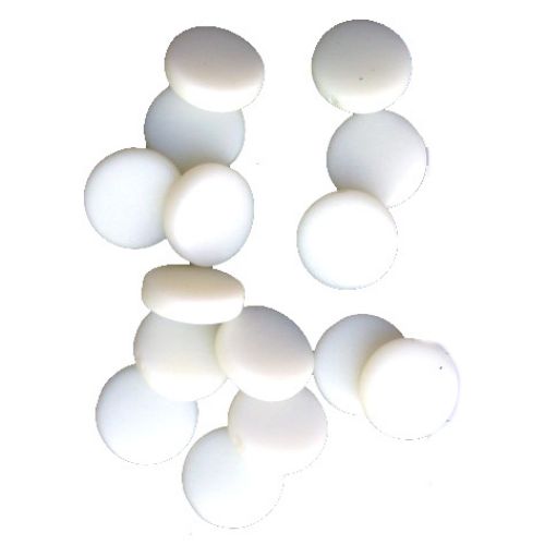 Painted Plastic Beads for Handmade Art / Coin, 15 mm, White -50 grams