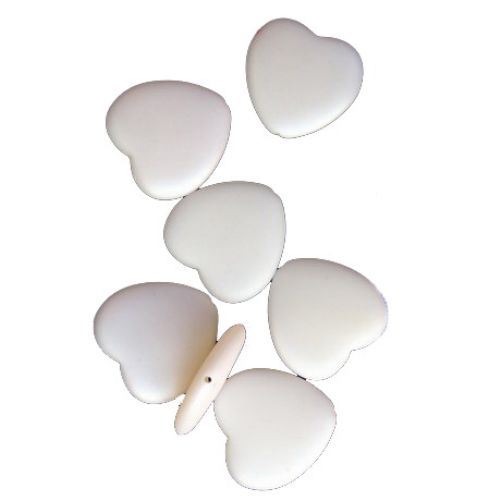 Painted Plastic Beads for Jewelry Making and Craft Decoration / Heart, 29 mm, White -50 grams