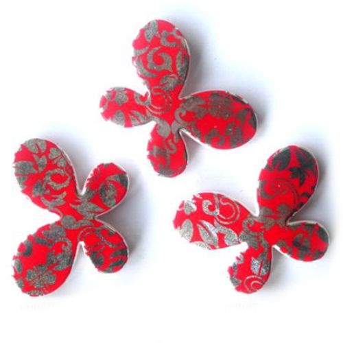 Plastic Butterflyl with flowers for jewellery making 45x32 mm - 8 pieces 48 grams