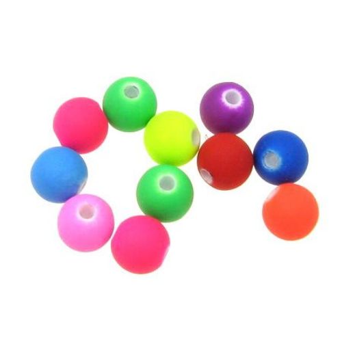 Acrylic ball bead for jewelry making  6 mm hole 1.5 mm color pastel MIX electric - 20 grams ~ 160 pieces