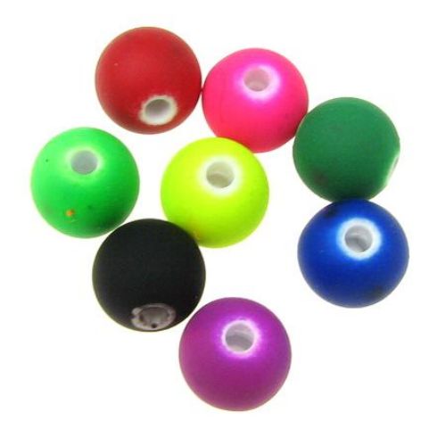 Acrylic ball bead for jewelry making 8 mm hole 1.5 mm pastel MIX electric - 20 grams ~ 60 pieces