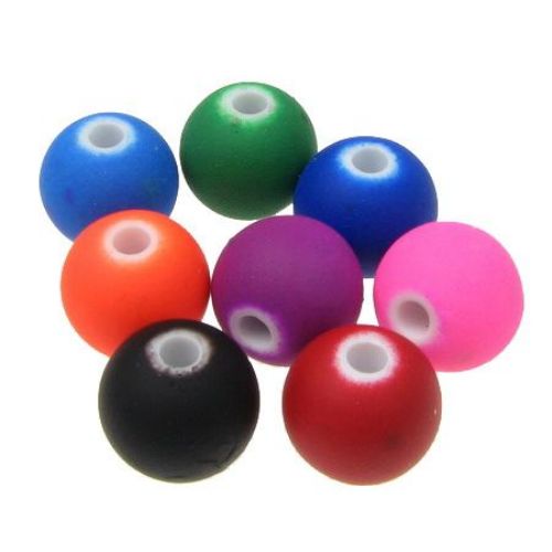 Acrylic ball bead for jewelry making 10 mm hole 2 mm color pastel MIX electric - 20 grams ~ 35 pieces