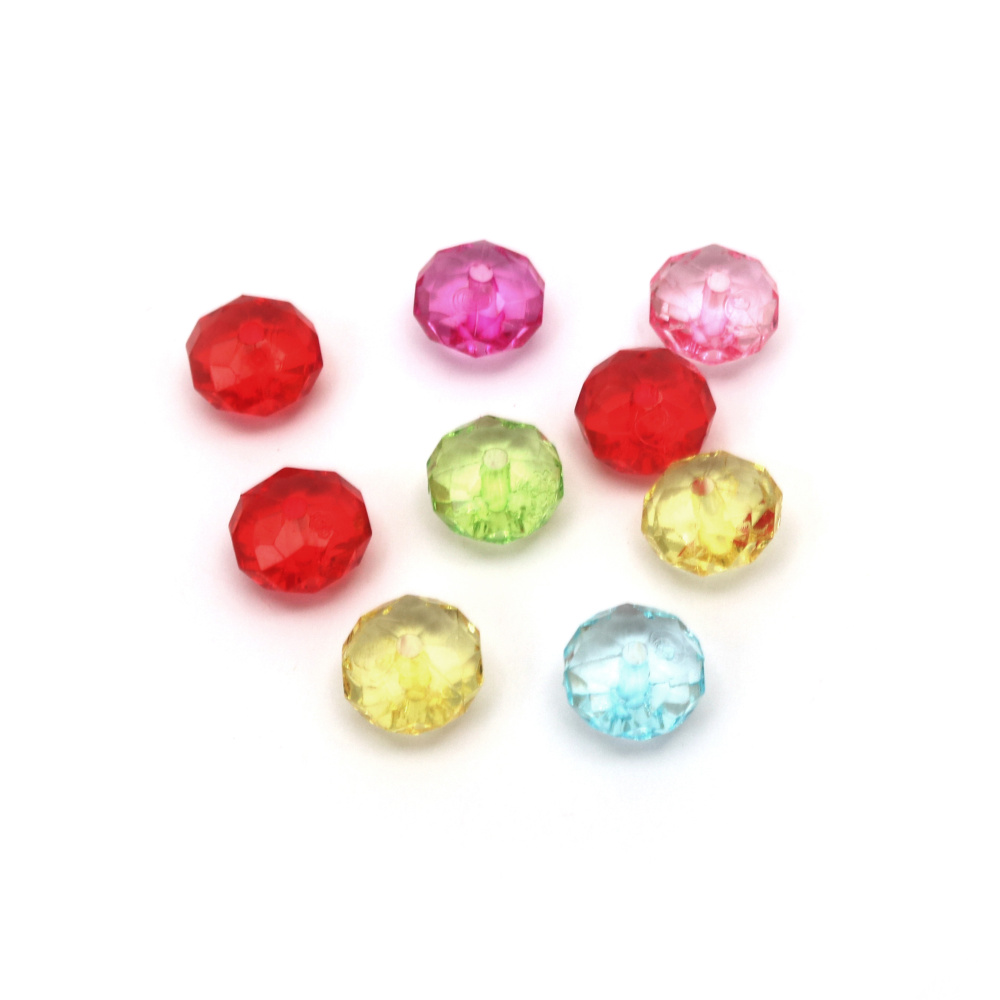 Crystal abacus bead 10x7 mm hole 1 mm mix -50 grams ~ 130 pieces