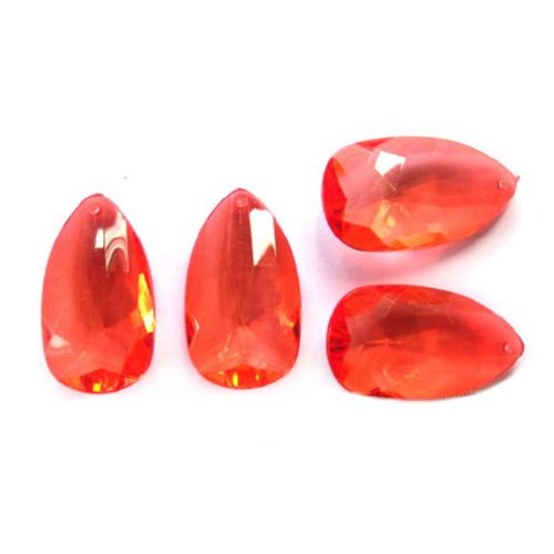Margele forma  picătură de cristal 47x27 mm roșu -50 grame